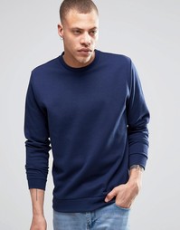 Синий свитшот из пике с круглым вырезом Weekday Reman - Синий