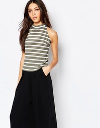 Полосатая майка в рубчик с высокой горловиной Daisy Street - Мульти