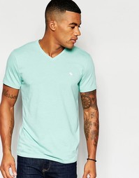 Облегающая бледно-зеленая футболка с V-образным вырезом Abercrombie &amp; Fitch - Синий