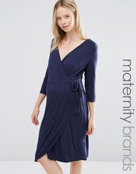 Трикотажное платье с запахом Mamalicious - Темно-синий Mama.Licious