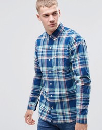 Зеленая клетчатая рубашка зауженного кроя из поплина Hollister - Зеленый