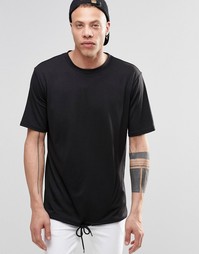 Черная футболка со шнурком Weekday - Черный