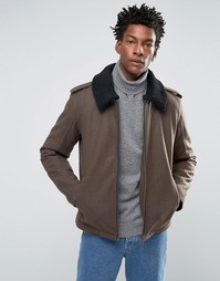 Шерстяная куртка с воротником борг Selected Homme - Зеленый