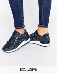 Кроссовки с отделкой блестками ASOS WHITE x Saucony Shadow 5000 - Темно-синий