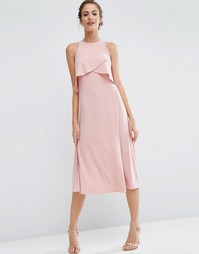 Двухслойное платье миди ASOS WEDDING - Розовый
