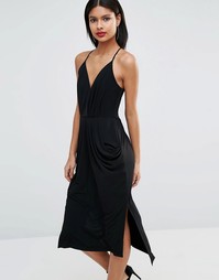 Платье миди с запахом-обманкой BCBG Generation - Черный