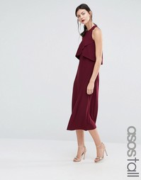 Платье миди с накладкой ASOS TALL WEDDING - Красный