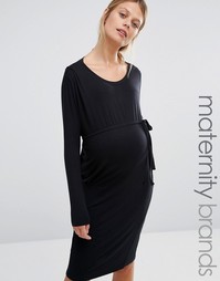 Трикотажное платье с длинными рукавами Mamalicious - Черный Mama.Licious