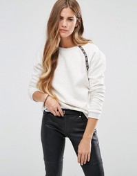 Свитшот с круглым вырезом и отделкой лентой Maison Scotch - Stone