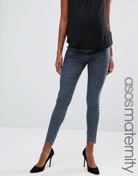 Темные джеггинсы для беременных ASOS Maternity Rivington - Синий