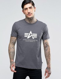 Серая футболка классического кроя Alpha Industries - Серый