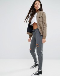 Джоггеры с рваными коленями Boohoo - Бежевый