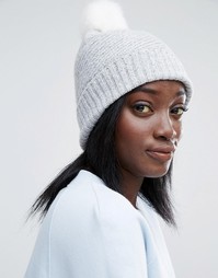 Шапка-бини в рубчик с помпоном ALDO - Серый