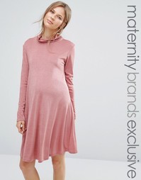 Свободное платье для беременных с высокой горловиной Bluebelle Maternity - Розовый