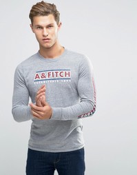 Серый лонгслив слим с логотипом Abercrombie &amp; Fitch - Серый