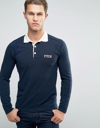 Темно-синее поло слим с контрастным воротником Abercrombie &amp; Fitch - Темно-синий
