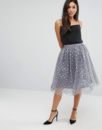Юбка из тюли в блестящий горошек Boohoo - Серый