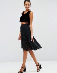 Юбка миди с запахом и складками ASOS - Черный