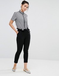 Брюки с завышенной талией и оборкой Sister Jane - Черный