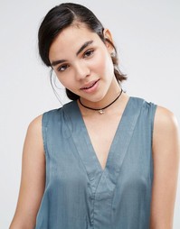 Ожерелье‑чокер с позолоченной подвеской‑сердцем Orelia - Черный