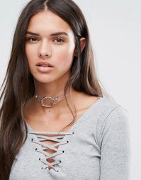 Прозрачное ожерелье‑чокер с кольцом Boohoo - Серебряный