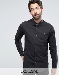 Узкая рубашка стретч с планкой на воротнике Farah - Черный