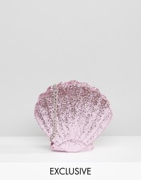 Розовая блестящая сумка в форме ракушки Skinnydip Mermaid - Розовый