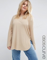 Топ-туника с разрезами по бокам и асимметричной кромкой ASOS CURVE - Бежевый