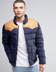Стеганая куртка с кожаной кокеткой Penfield Pelam - Темно-синий