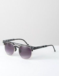 Солнцезащитные очки в стиле ретро с дымчатыми стеклами 7X - Черный