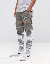 Джоггеры с манжетами и камуфляжными вставками Hype - Зеленый