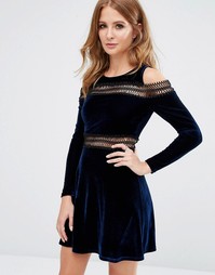 Бархатное платье с кружевной отделкой Millie Mackintosh - Синий