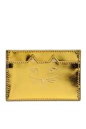 Визитница из металлизированной кожи Feline Card Holder Charlotte Olympia