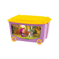 Ящик для игрушек на колесах 580*390*335 Маша и Медведь, Пластишка, коралловый