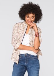 Блузка с принтом и длинным рукавом (бежевый с рисунком) Bonprix