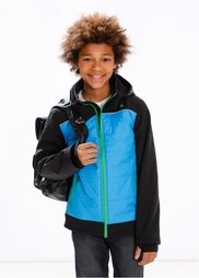 Модная куртка-софтшелл с капюшоном, Размеры  116/122-164/170 (черный/бирюзовый) Bonprix