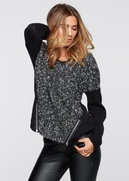Пуловер (черный меланж) Bonprix