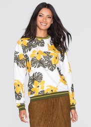 Блузка с эластичным поясом (цвет белой шерсти с рисунком) Bonprix