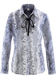 Блуза с лентой (змеиный узор/нежно-розовый) Bonprix