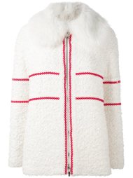 фактурный стеганый пуховик с меховым воротником Moncler Gamme Rouge