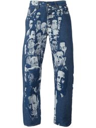 джинсы с жаккардовым принтом лиц Jean Paul Gaultier Vintage
