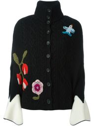 трикотажаня накидка с цветочной вышивкой Red Valentino