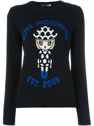 свитер с изображением куклы  Love Moschino