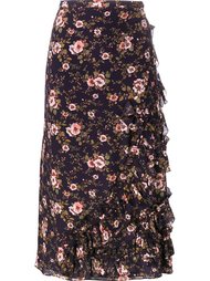 асимметричная юбка с рюшами и цветочным принтом Rochas