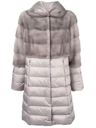 mink fur panel puffer coat   Liska