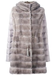 mink fur hooded puffer coat   Liska