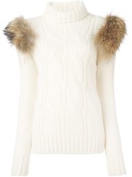 пуловер вязки косичкой с отворотной горловиной Forte Couture