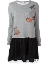 расклешенное платье с нашивками 'fish' Red Valentino