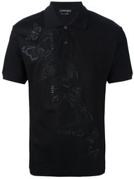 футболка-поло с вышивкой мотыльков Alexander McQueen