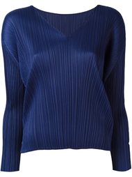pleated v neck blouse Pleats Please By Issey Miyake